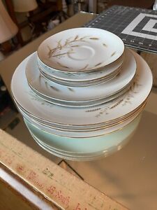 Violet China Golden Wheat Plates Saucer Porcelain 4-10" 2-8" 1-6" 3-6.25" set 10