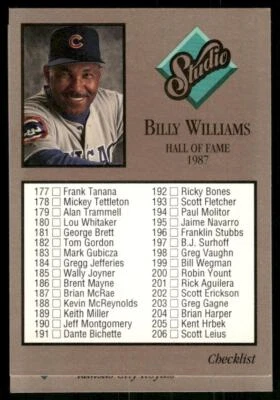 1992 Studio #263 Checklist (Billy Williams) - Image 1 of 2