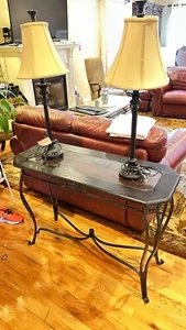 Console Table with Glass top with 2 Lamps - Picture 1 of 2