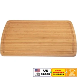 Large Bamboo Cutting Board Butcher Block Reversible W/ Juice Groove Meat BBQ New - Picture 1 of 8