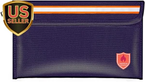 Fireproof Document Bag 2200°F/5200°F, 5×8"With Zipper and Reflective Strip,He... - Picture 1 of 1