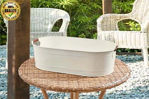 Medium Oval Galvanized Tub Beverage Ice Tub Ice Bucket with Handles Party Events - Picture 1 of 5