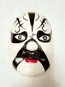 Theater Kabuki Mask Papier Mache Black White Hand Painted Asian preowned