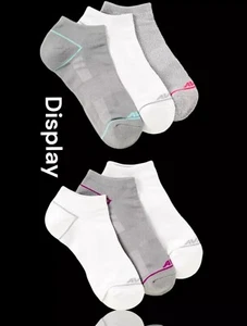 Avia Premium Zone Cushion Low Cut Socks (6 Pairs) Size 9-12 Women's Gray & White - Picture 1 of 9
