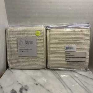 Ballard Designs 2 Maddie Channel Stitched Pillow SHAM parchment Standr 20x26"NIP - Picture 1 of 7