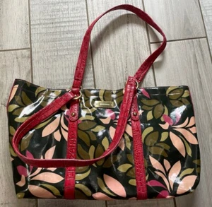 Brahmin Satchel/Shoulder Bag in Flower Design. Printed Coated Canvas - Picture 1 of 11