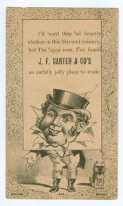 Vintage Beastly Clothes Jolly Good Place Victorian Clothier Trade Card - Picture 1 of 2