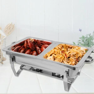 Scaldavivande Acciaio Inox 7,5L Scaldavivande Contenitore Catering Buffet Festa 2 Padelle - Foto 1 di 15
