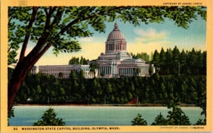 Unposted Linen Post Card Washington State Capitol Olympia Washington - Picture 1 of 2