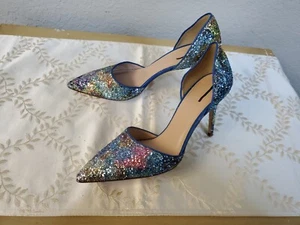 J CREW METALLIC IRIDESCENT GLITTER MULTI COLOR GALAXY D'ORSAY HEELS 9.5M NWOB - Picture 1 of 11