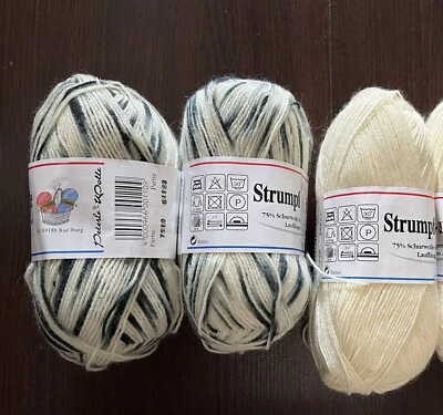 150 gr  Mix Sockenwolle weiß grau schwarz Wolle Socken - Bild 1 von 4