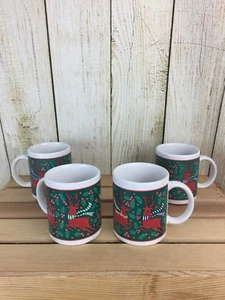 4-RIVIERA / VAN BEERS by SIGNATURE Christmas Holly Berry Reindeer Mugs - Picture 1 of 4