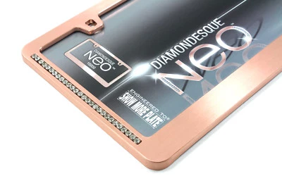 Marco de etiqueta de matrícula de diamante transparente de oro rosa para auto-coche-camión Foto 1 de 3