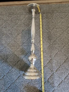 Pottery Barn Antiqued Silver Metal Taper & Pillar Candle Holder 18" Rustic - Picture 1 of 5