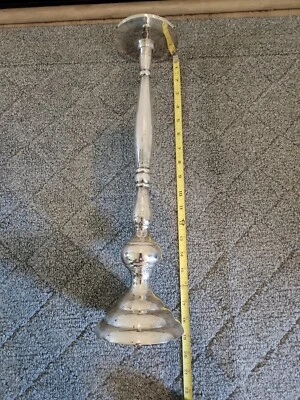 Pottery Barn Antiqued Silver Metal Taper & Pillar Candle Holder 18" Rustic - Image 1 of 4