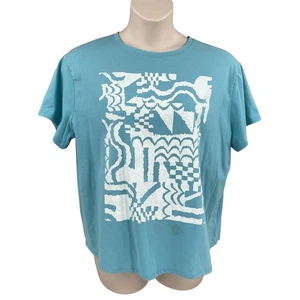 Sonoma Womens Graphic T-Shirt Top Size XXL Turquoise Cream Short Sleeve - Picture 1 of 10