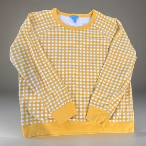 Draper James Natalie Yellow Gingham Sweatshirt Womens Large Long Sleeve Crewneck - Picture 1 of 8