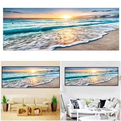 Practical Canvas Painting Landscape Posters Modern 40*120cm Beach Sunset - Image 1 of 4