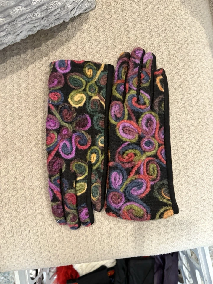 Guantes para mujer coloridos con estampado de remolinos nuevos con etiquetas Foto 1 de 1