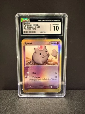 2003 Pokémon Spoink Reverse Holo 74/97 EX Dragon English CGC GEM MINT 10 - Image 1 of 2