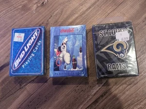 NIB Vintage Playing Cards - St. Louis Rams, Coca Cola, Bud Light - Lot Of 3 - Picture 1 of 2