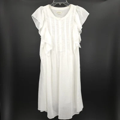 Vestido Max Studio Blanco Pradera Algodón Talla L Línea A Ligero Cottagecore Foto 1 de 4