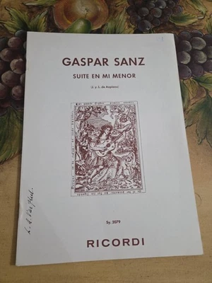 Gaspar Sanz Suite En Mi Menor Для Классической Гитары Чрезвычайно Редкие Нотные Ноты - Изображение 1 из 4