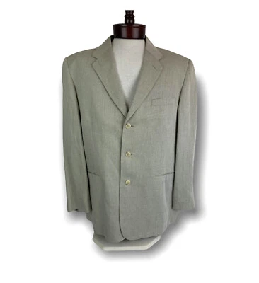 Abrigo Blazer Deportivo 44R Claiborne Para Hombre Mezcla Lino Tostado Tela 3 Botones  Foto 1 de 4
