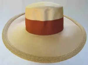 Cappello di paglia vintage Chapeaux Motsch Paris Pour Hermes Paille taglia 57 - Foto 1 di 7