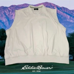 Eddie Bauer Herren V-Neck Pullover Golf ärmellos Jacke Weste hellbraun XXL MÄNGEL - Bild 1 von 10
