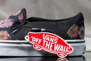 VANS ASHER DARK FLORAL slip-on shoes for women, size 8 - Picture 1 of 7