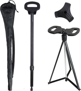Portable Cane Stool Walking Stick with Seat Walking Stools for Adults Folding Li - Picture 1 of 9