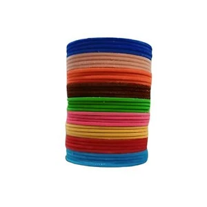 Indian Traditional Plain Metal Velvet Bangle Multicolour For Women Set Of 36 - Picture 1 of 6