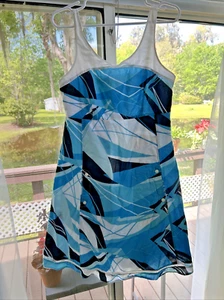 Apt. 9 Women's Blue Sleeveless Geometric Print Lined Cotton Sundress Size 12 - Picture 1 of 15