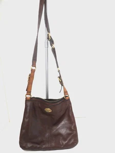 Fossil Vintage Braune weiche Leder Umhängetasche Handtasche Messing Hardware Reißverschluss genarbt - Bild 1 von 12