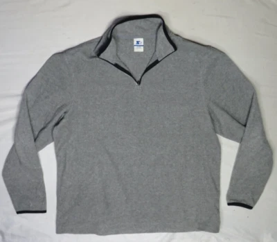 STARTER 男式夹克大号 42-44 L 灰色绒面革 1/4 拉链跟踪 100% 聚合物复古 — 第 1/4 张图片