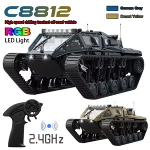 Tracked Tank Simulation Model Toy LED Light RC Car Model Drift Remote Control - Picture 1 of 7