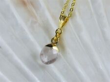 Pretty Faceted Natural Quartz Crystal Necklace on Gold Plated Brass Cable Chain