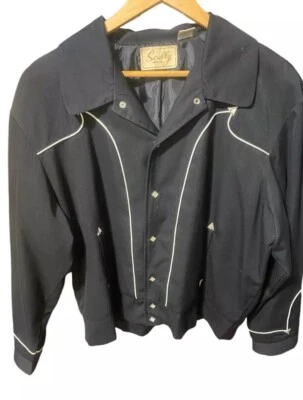 Vintage Rodeo western gabardine bolero Rockabilly Black jacket by Scully “Rare”  - Image 1 of 4