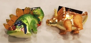 1 Robert Stanley Glas Weihnachten Dinosaurier Ornament: Stegosaurus ODER Triceratops - Bild 1 von 13