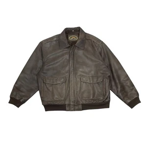 Vintage Orvis Leather Jacket Bomber Aviator Fly Fishing Men’s XL Brown Full Zip - Picture 1 of 16