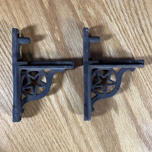 Antique Iron Star Brackets Shelf Lamp Swing Arm Early Country Farm Hardware - Picture 1 of 23