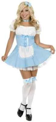 Alice in Wonderland Fairy Tale Peasant Fancy Dress Halloween Sexy Adult Costume - Image 1 of 2