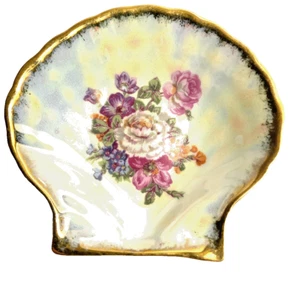 Plato vintage Limoges Francia baratija porcelana oro borde festoneado 4" - Imagen 1 de 8