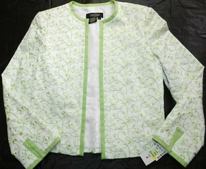 Peck & Peck Jacket size 8 green & white floral embroidery $140 NEW (r15) - Picture 1 of 7