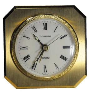 "Dugena" ~1J Vtg Rare German Quartz Table Brass Alarm clock w/box c.1973's - Bild 1 von 22