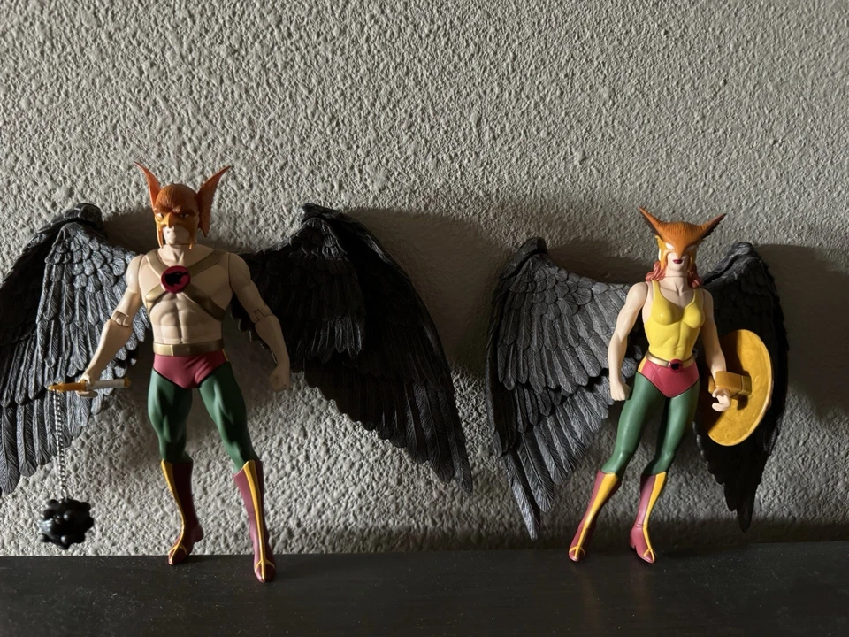 LOOSE DC Direct Silver Age Hawkman and Hawkgirl Action Figure Set 2000 DC Comics - Image 1 of 4