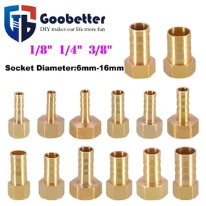BSP Brass Female Thread Fitting x Barb Hose Tail End Connector 1/8" 1/4" 3/8" - Picture 1 of 21