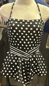 Vintage Le Cove One Piece Swimsuit Black White Polka Dot Size 8 Made In USA - Picture 1 of 11