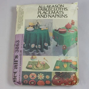 McCalls Pattern 3863 All-Season Tablecloths Placemats & Napkins Vtg 1973 Uncut - Picture 1 of 4